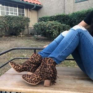 ❤️❤️RESTOCKED LEOPARD PRINT FAUX SUEDE FRINGE BOOT